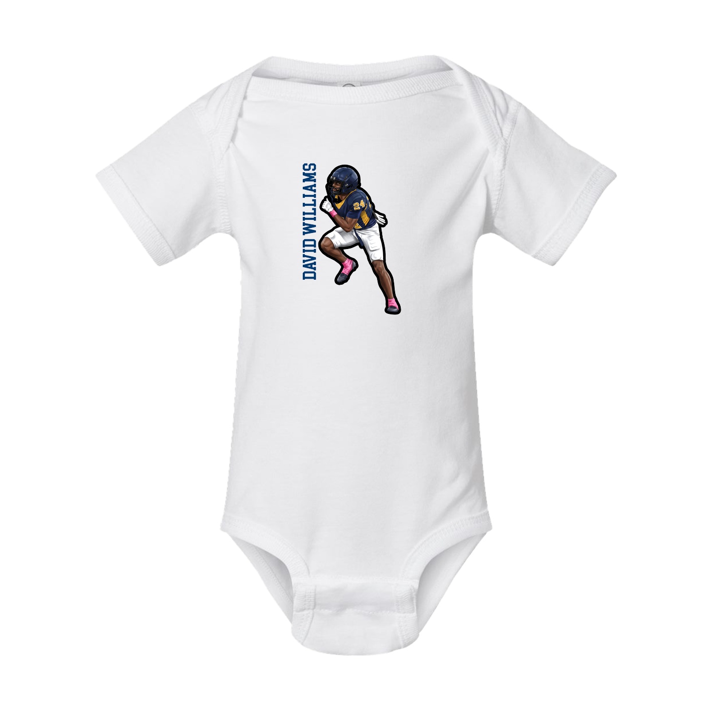 Baby Onesie — Name Vertical in White