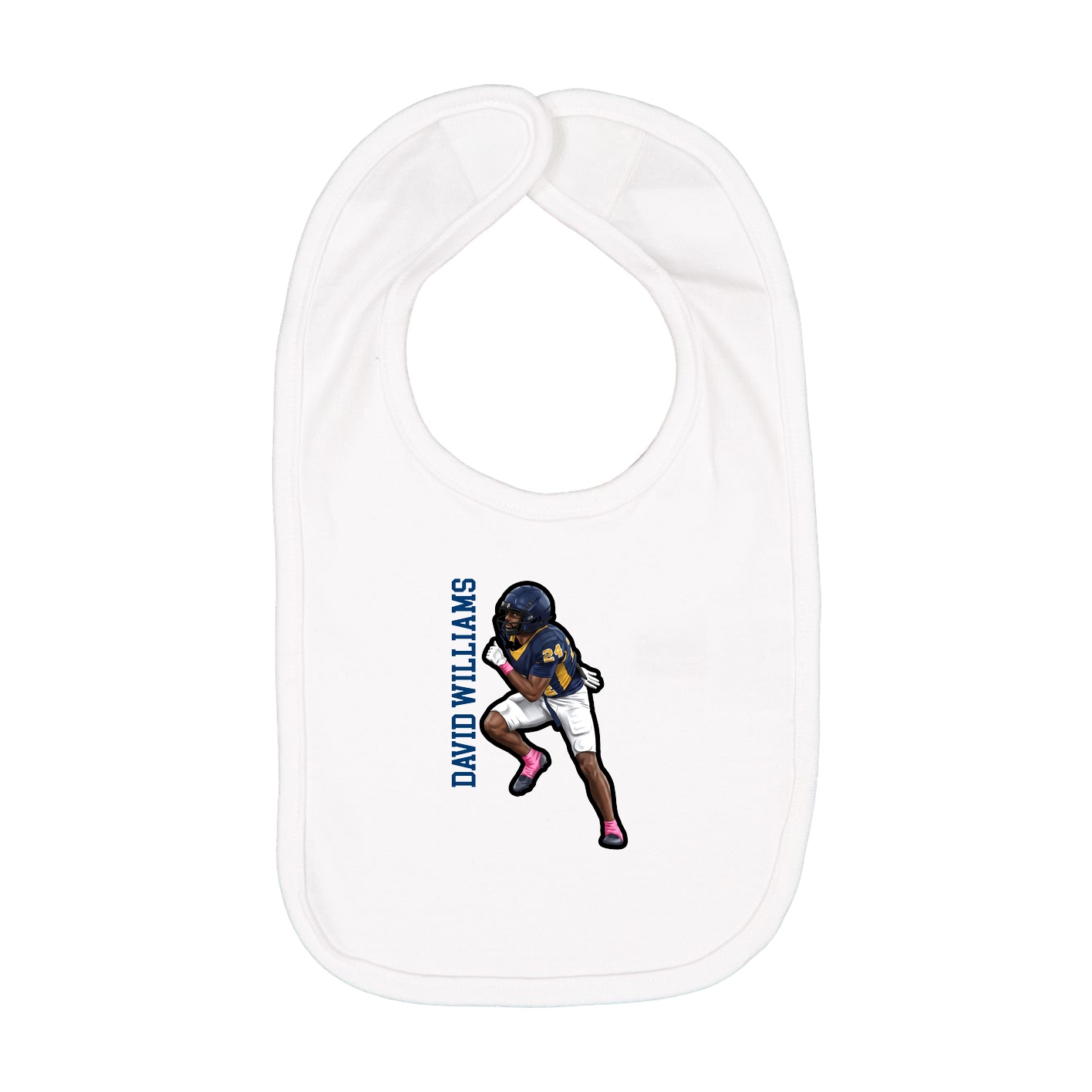 Infant Bib — Name Vertical in White