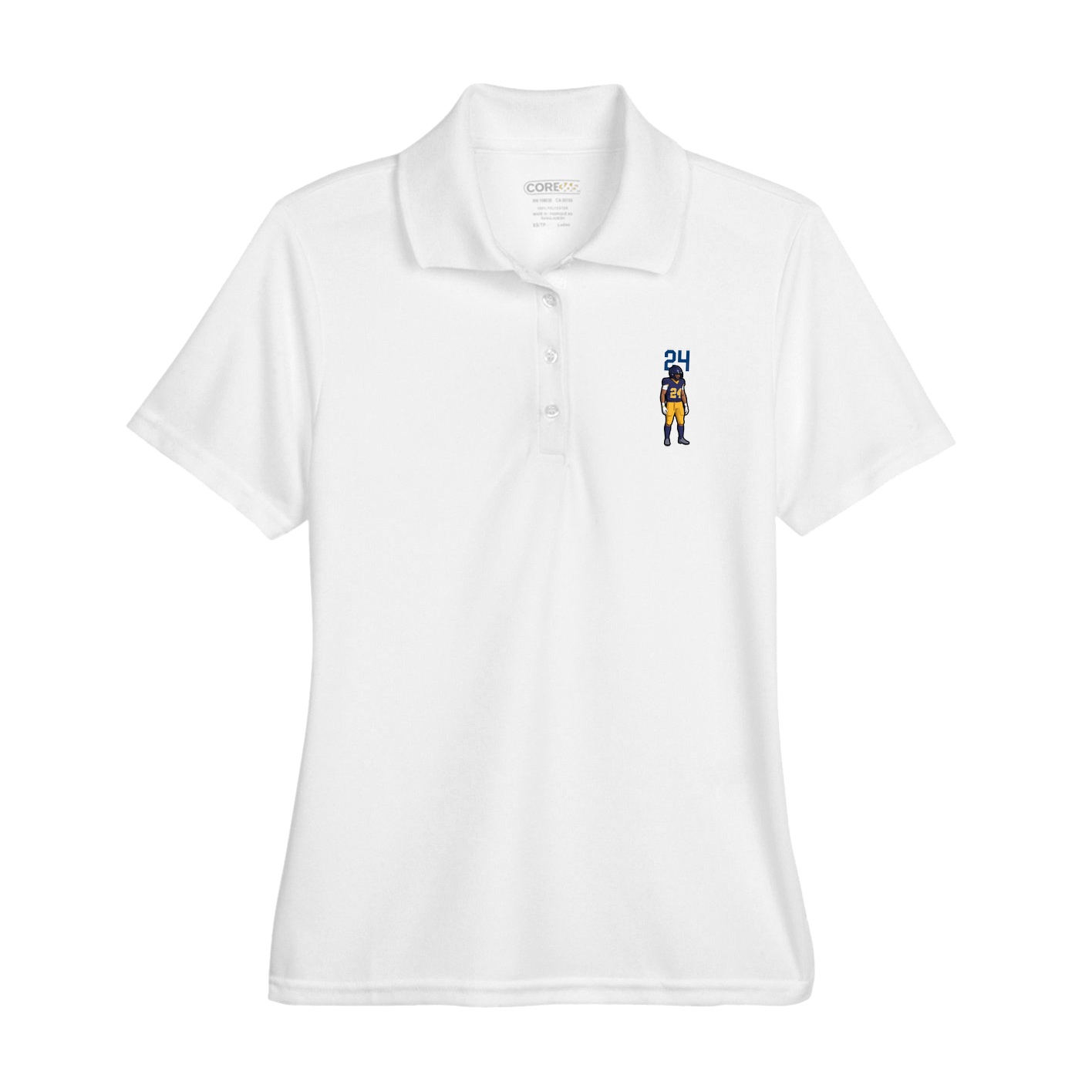 Womens Performance Polo — Number Top in White