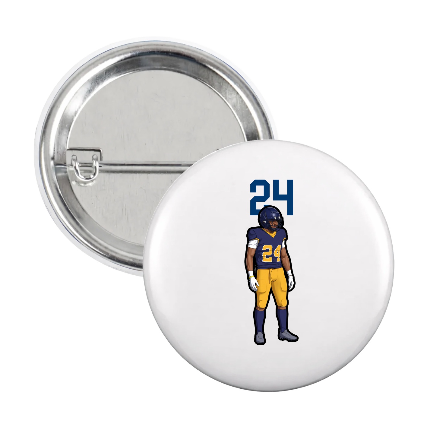 Game Day Button — Number Top in White