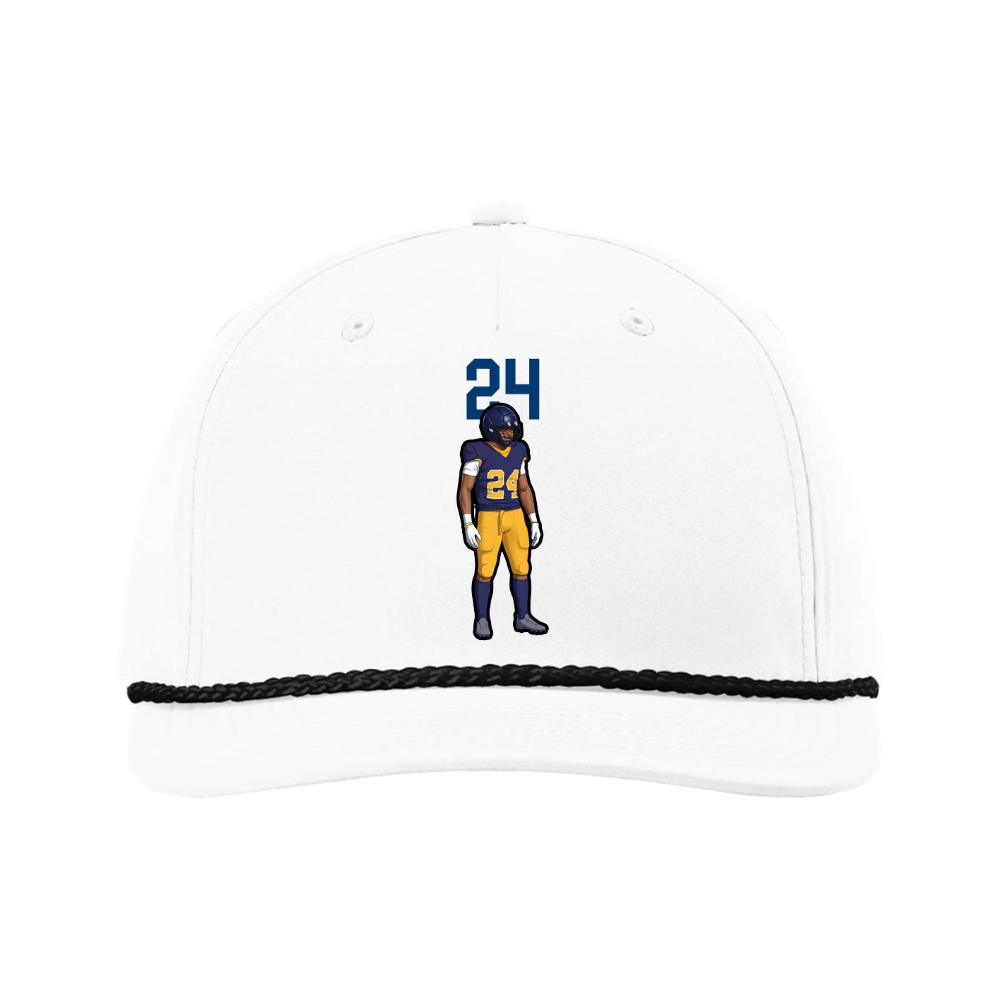 Five-Panel Classic Rope Cap — Number Top in White