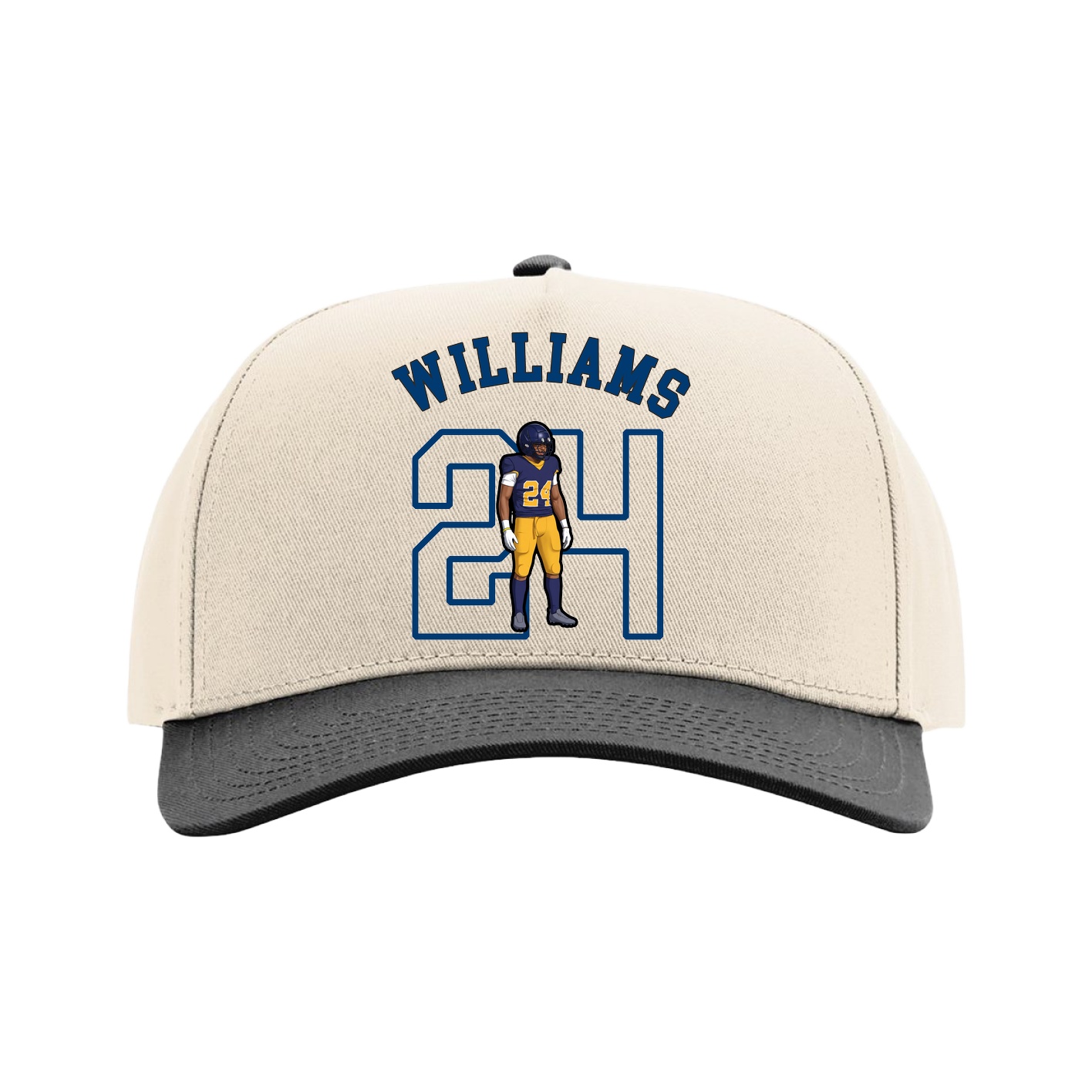 Full Fabric Five-Panel Champ Cap — Shirsey Arch in Cream/Black