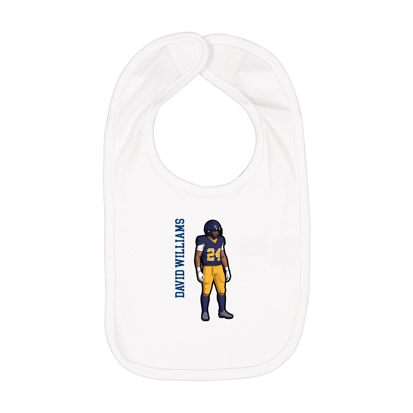 Infant Bib — Name Vertical in White