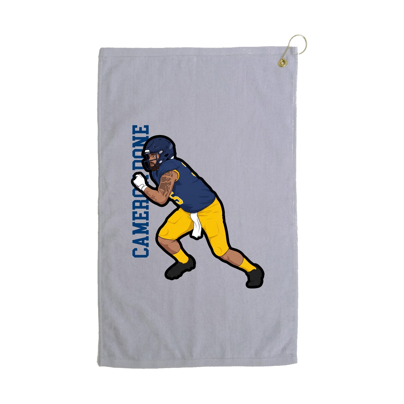 Golf Towel — Name Vertical in Grey