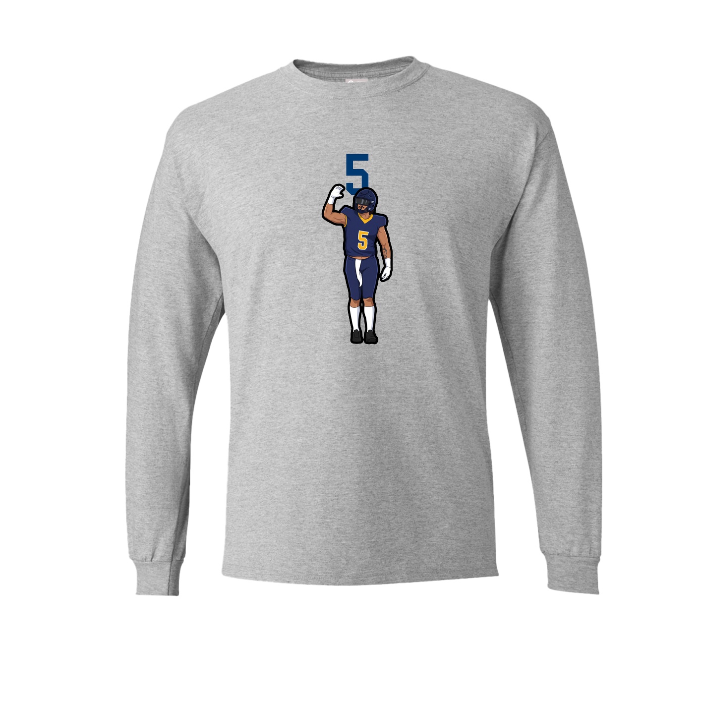 Long Sleeve Tee — Number Top in Grey