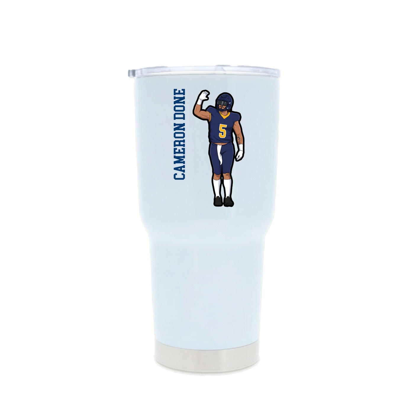 30oz Stainless Steel Tumbler — Name Vertical in White