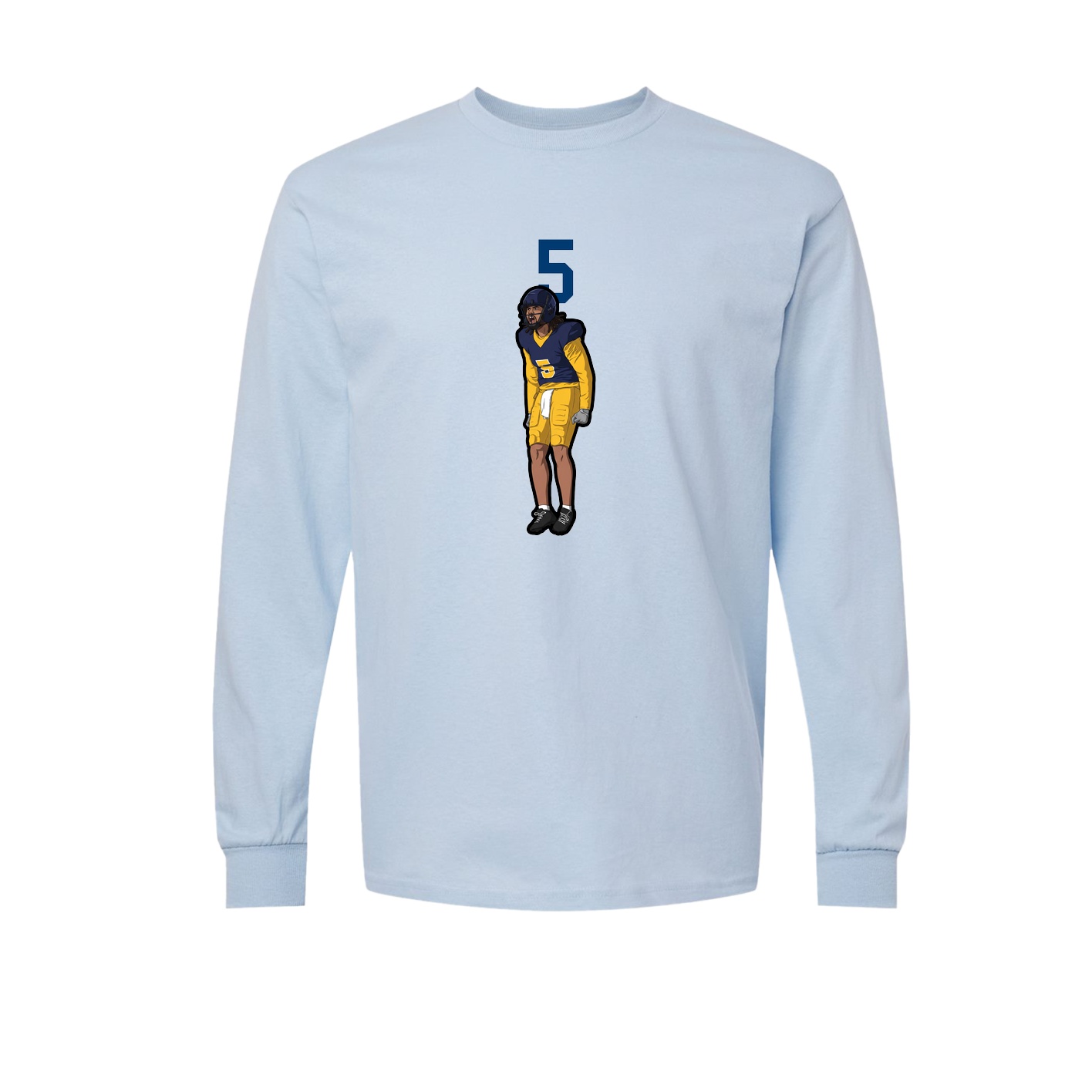 Long Sleeve Tee — Number Top in Light Blue