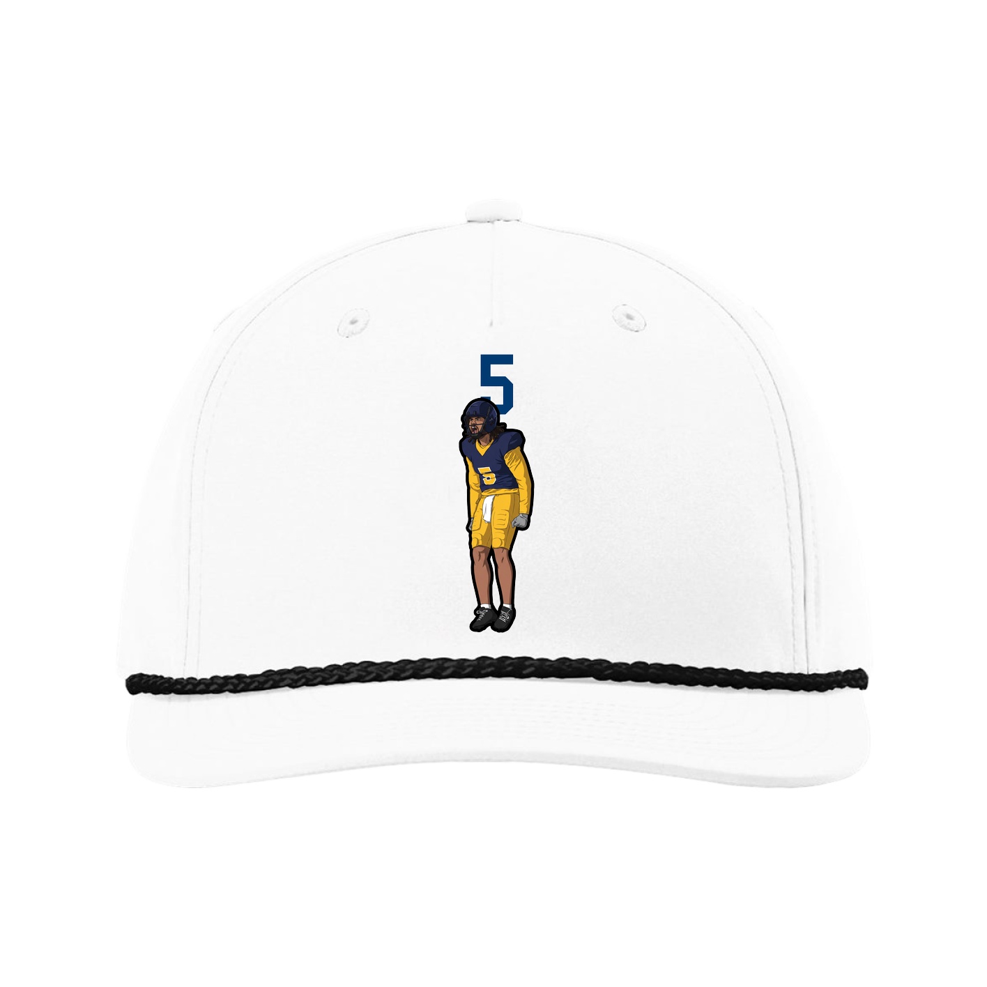 Five-Panel Classic Rope Cap — Number Top in White
