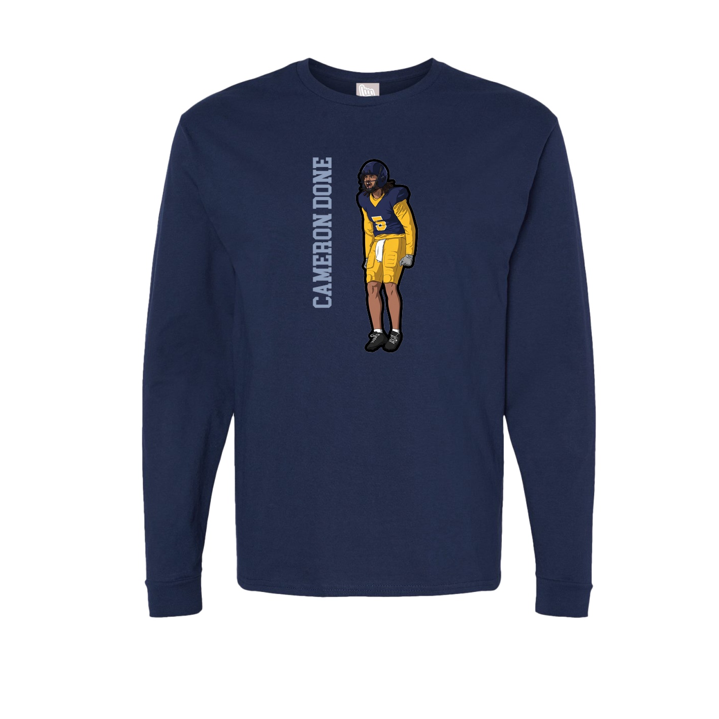 Long Sleeve Tee — Name Vertical in Navy