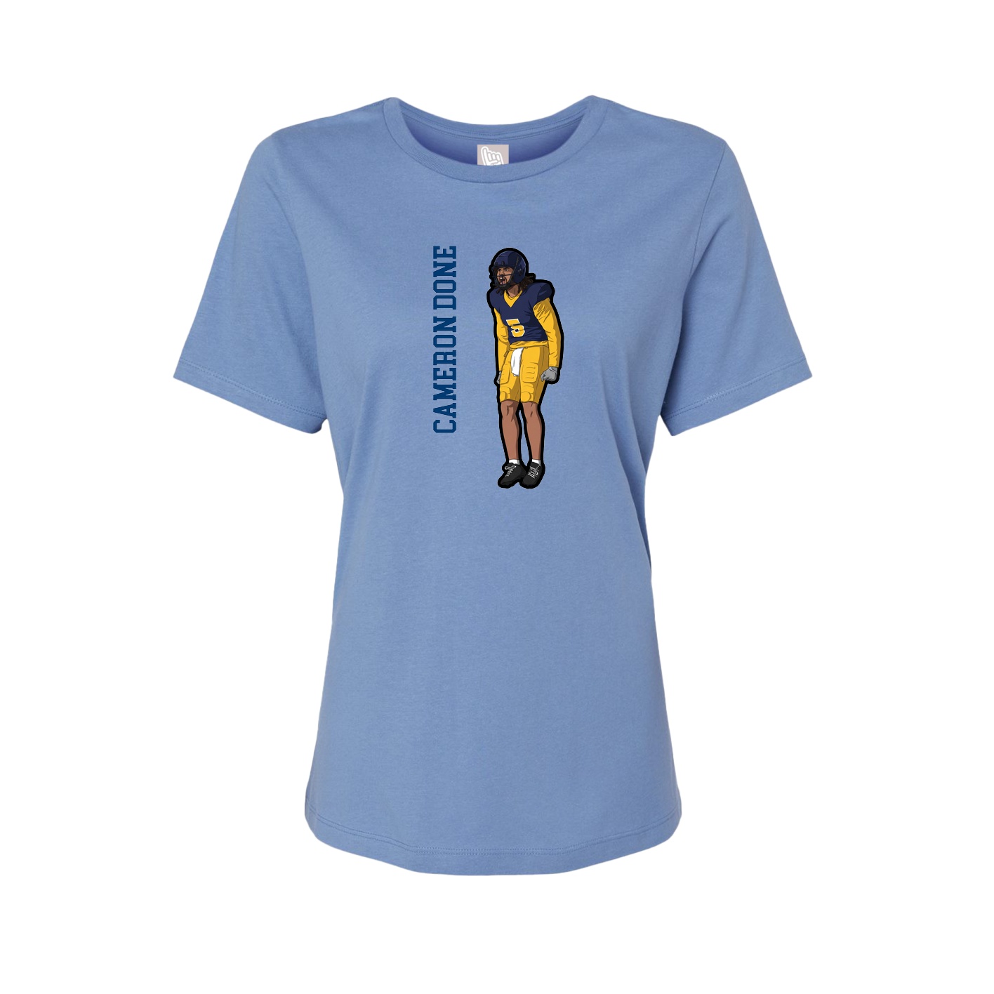 Womens Tee — Name Vertical in Powder Blue