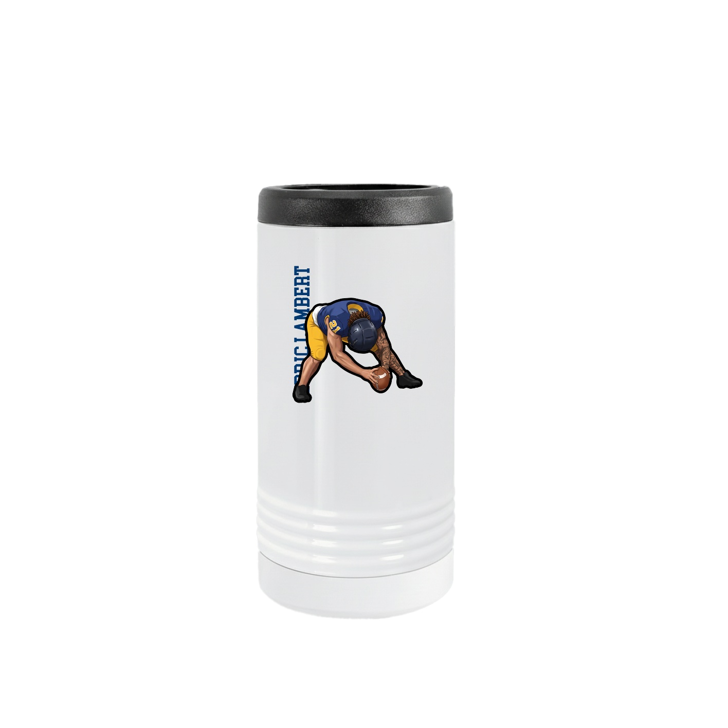 Slim Beverage Holder — Name Vertical in White