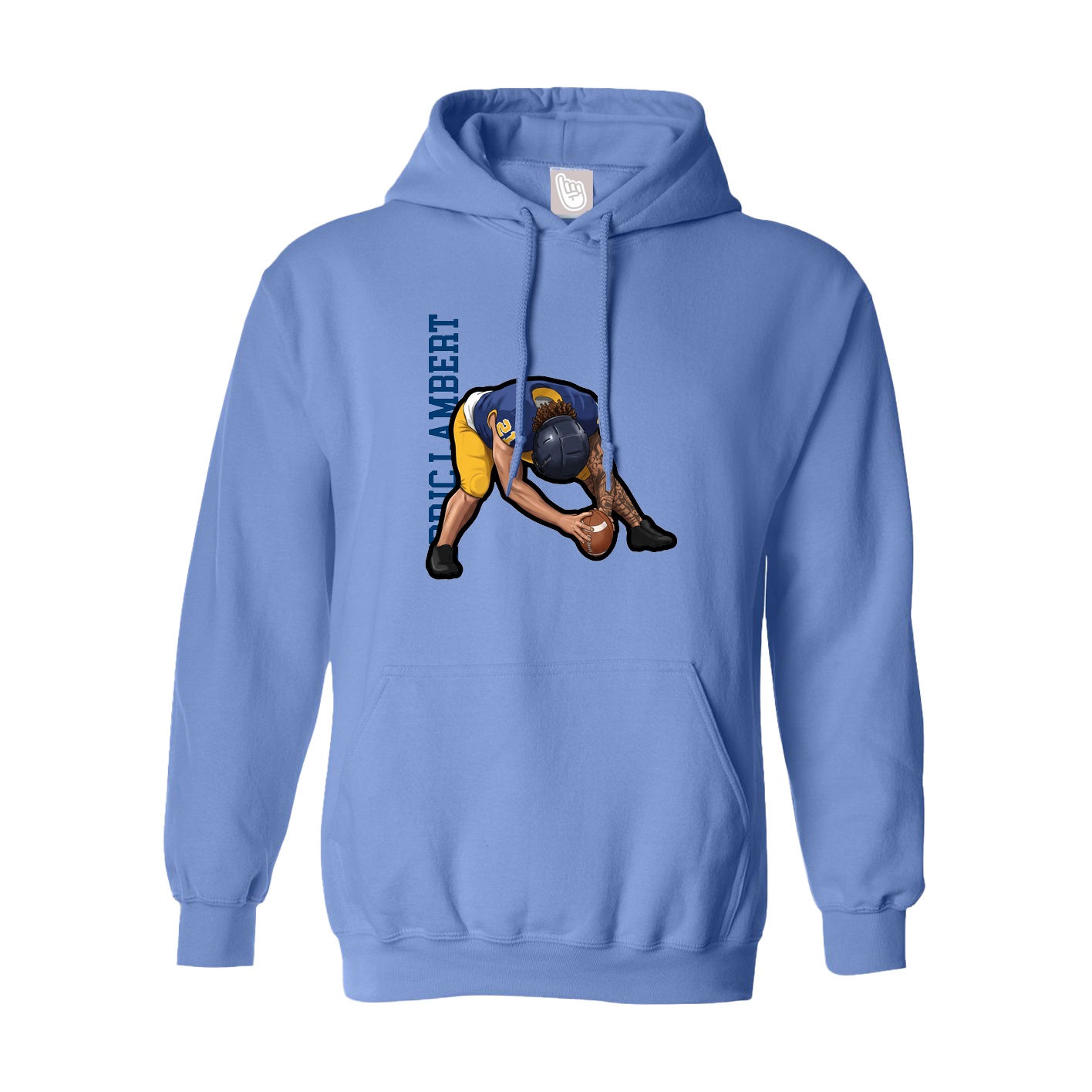 Youth Hoodie — Name Vertical in Powder Blue