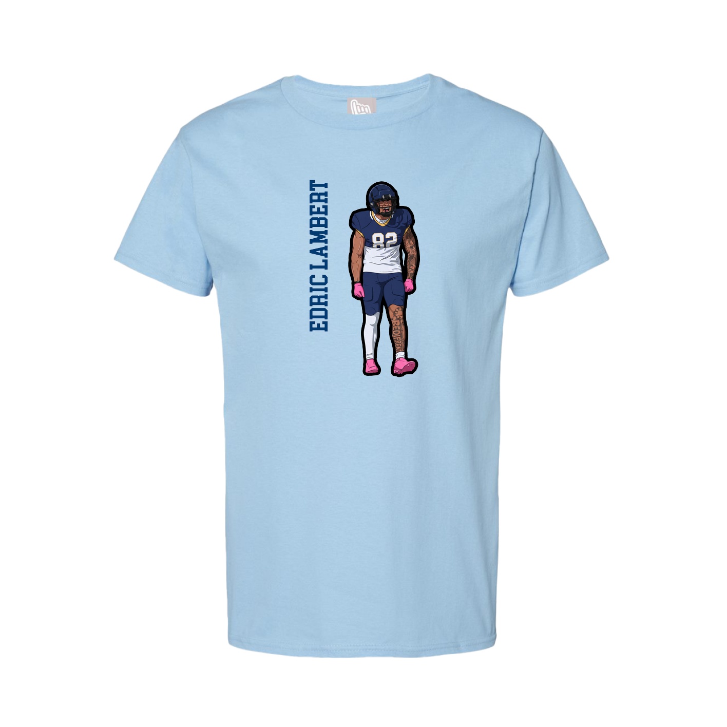 Youth Tee — Name Vertical in Light Blue