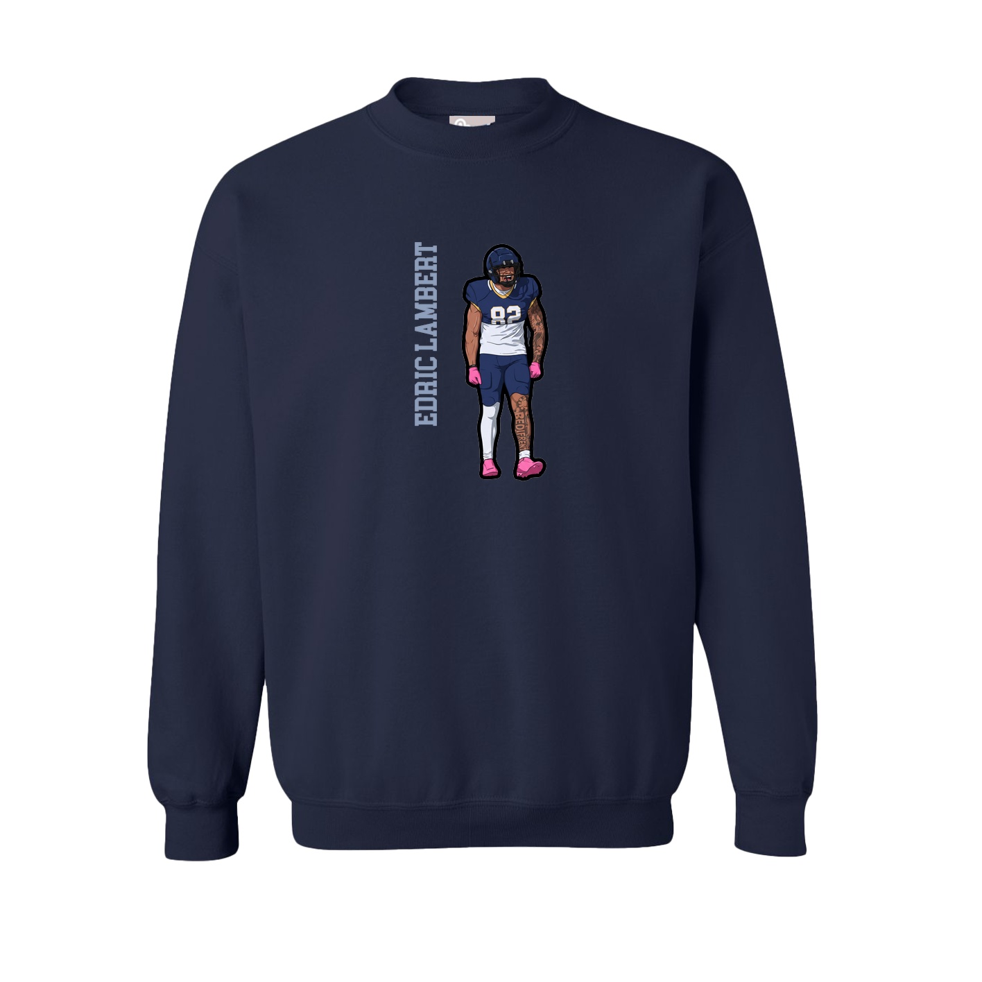 Fleece Crew — Name Vertical in Navy