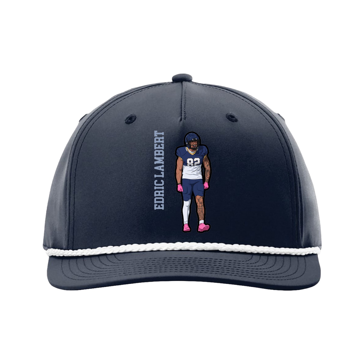 Five-Panel Classic Rope Cap — Name Vertical in Navy