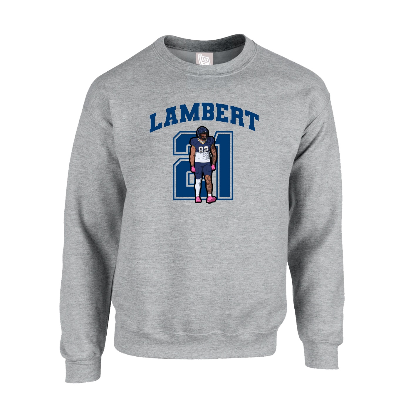 Fleece Crew — Number in Grey