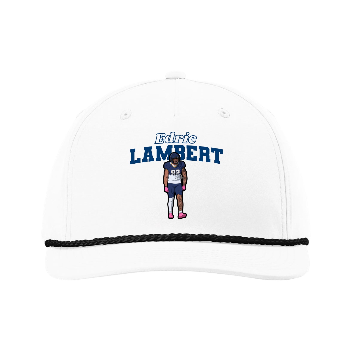 Five-Panel Classic Rope Cap — Name Arch in White