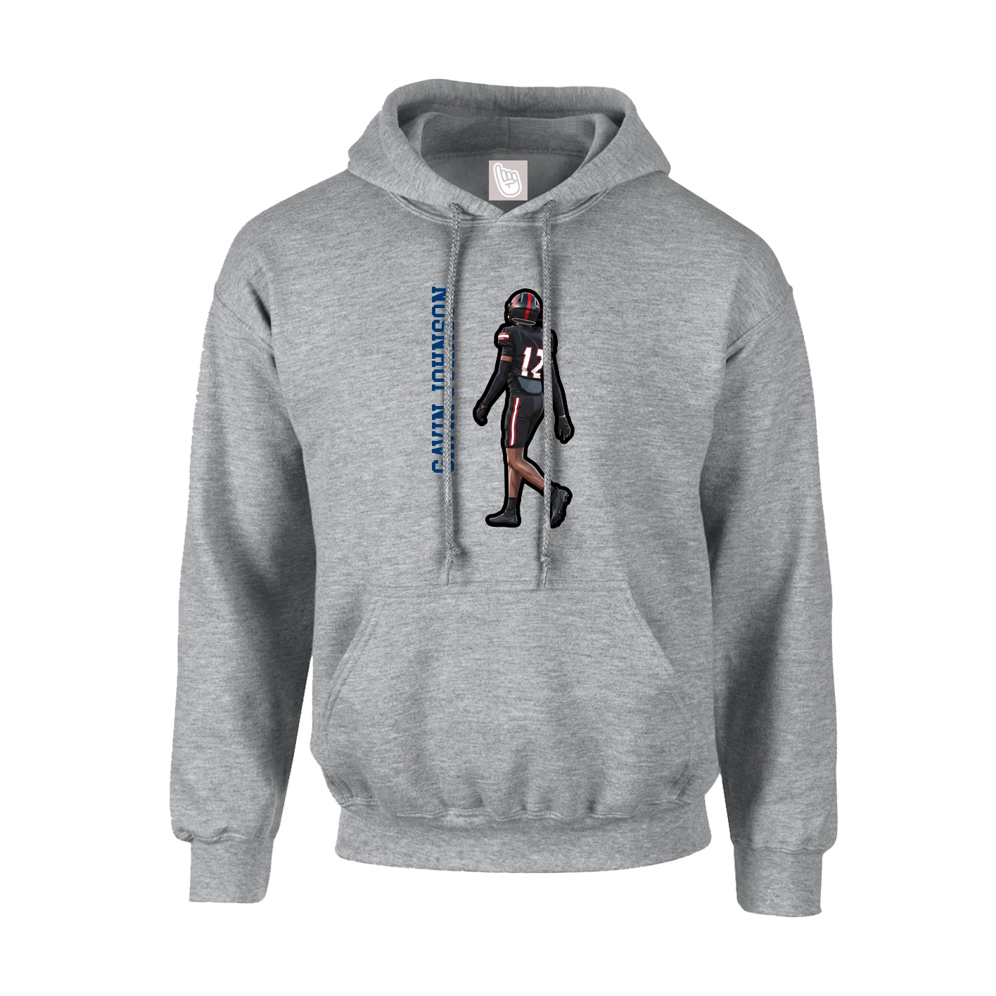 Hoodie — Name Vertical in Grey