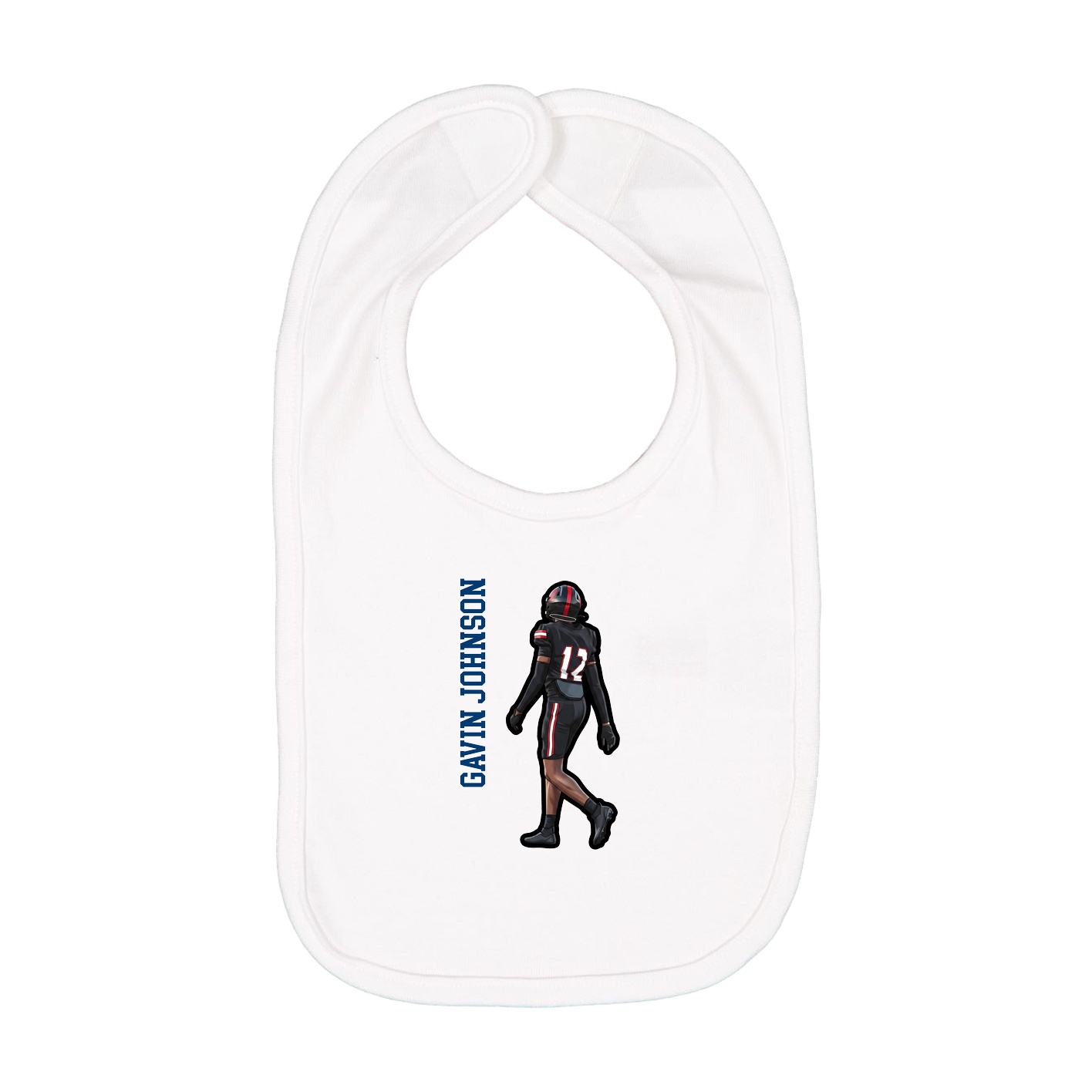 Infant Bib — Name Vertical in White