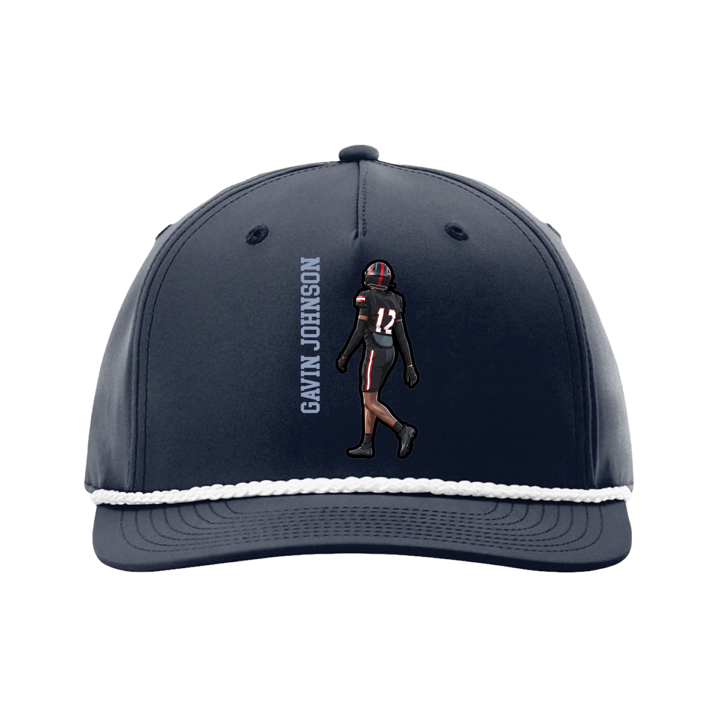 Five-Panel Classic Rope Cap — Name Vertical in Navy