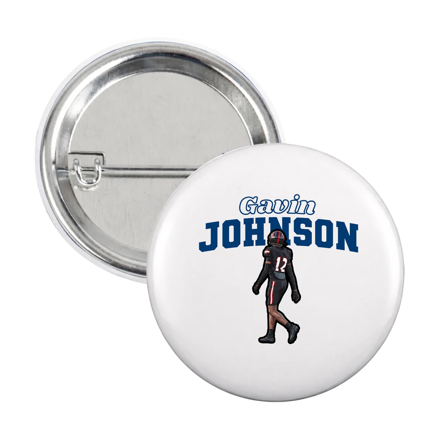 Game Day Button — Name Arch in White
