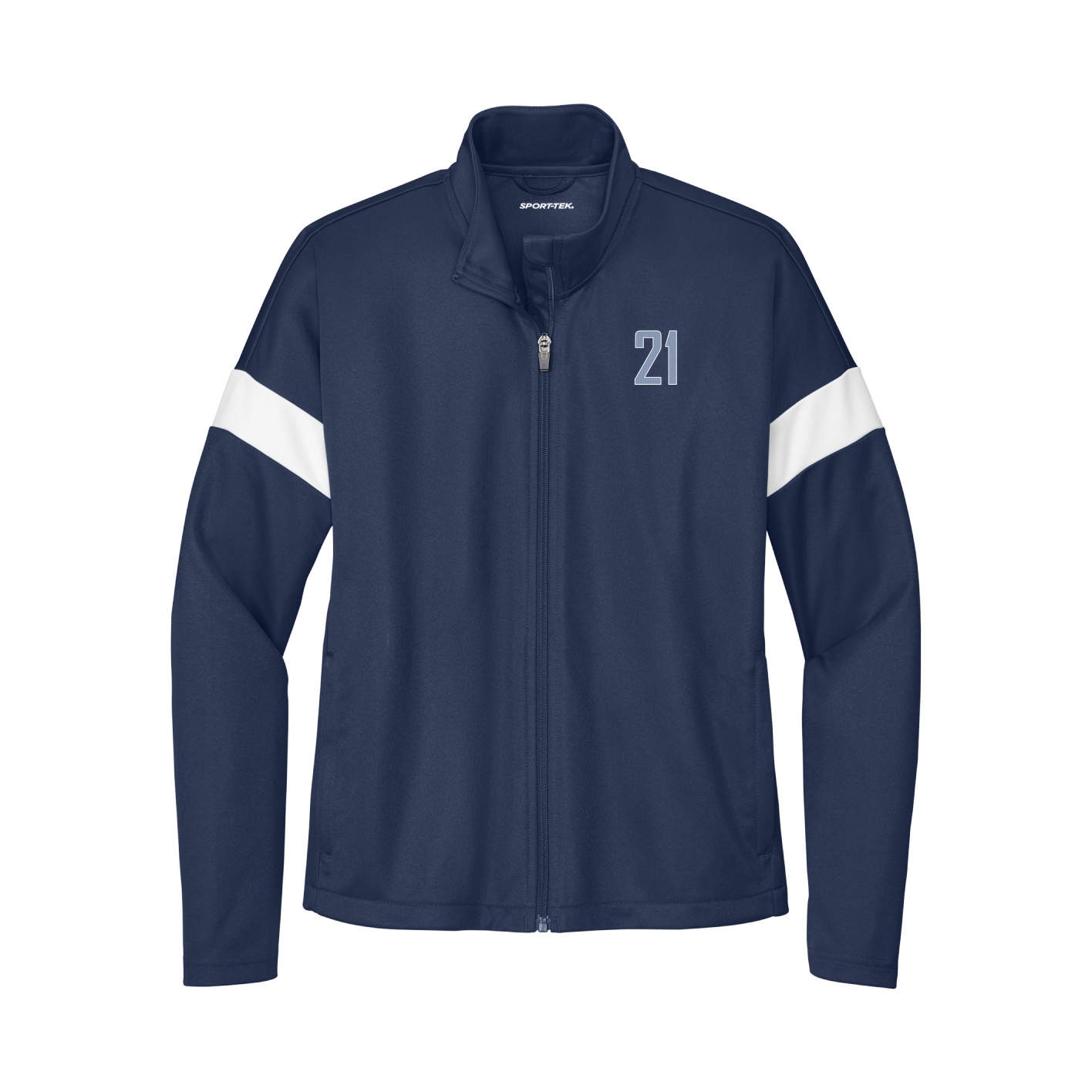 Womens Team Travel Full-Zip Jacket — Front Shirsy in Navy/White