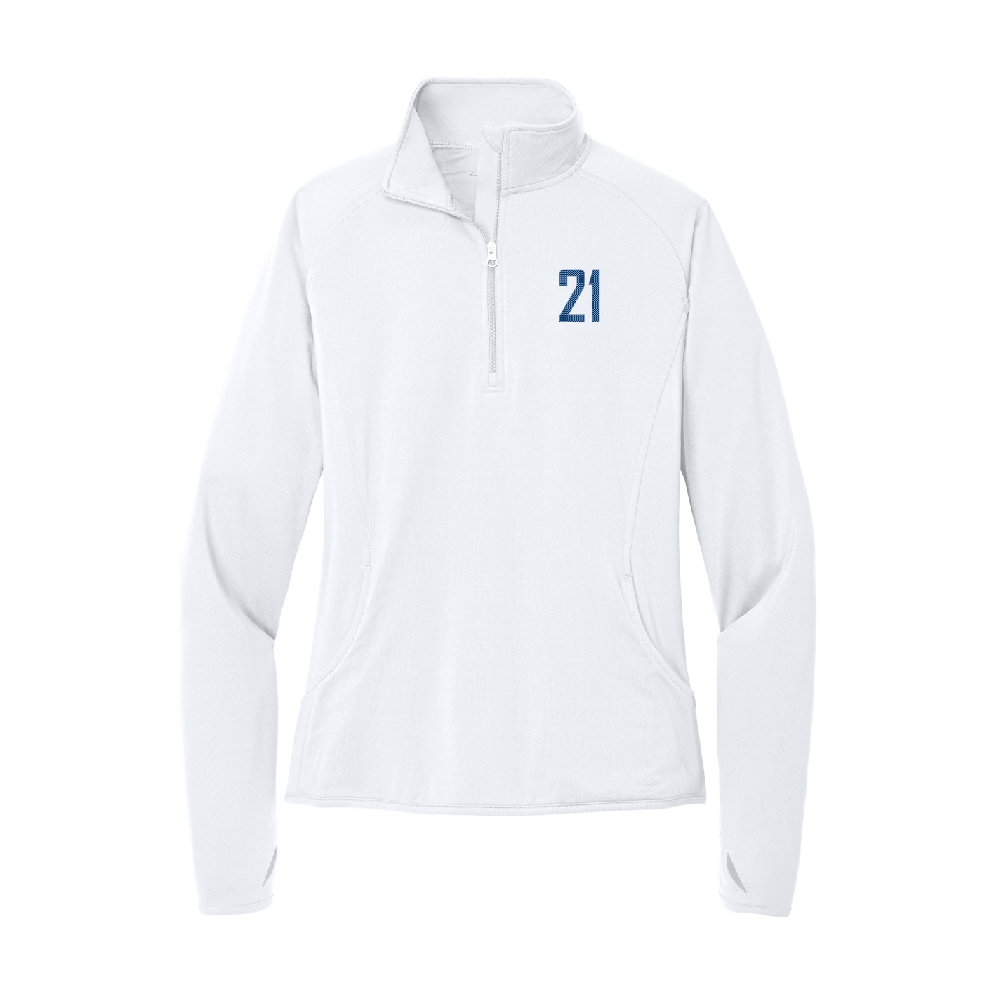 Women's Q-Zip Pullover — Front Shirsy in White