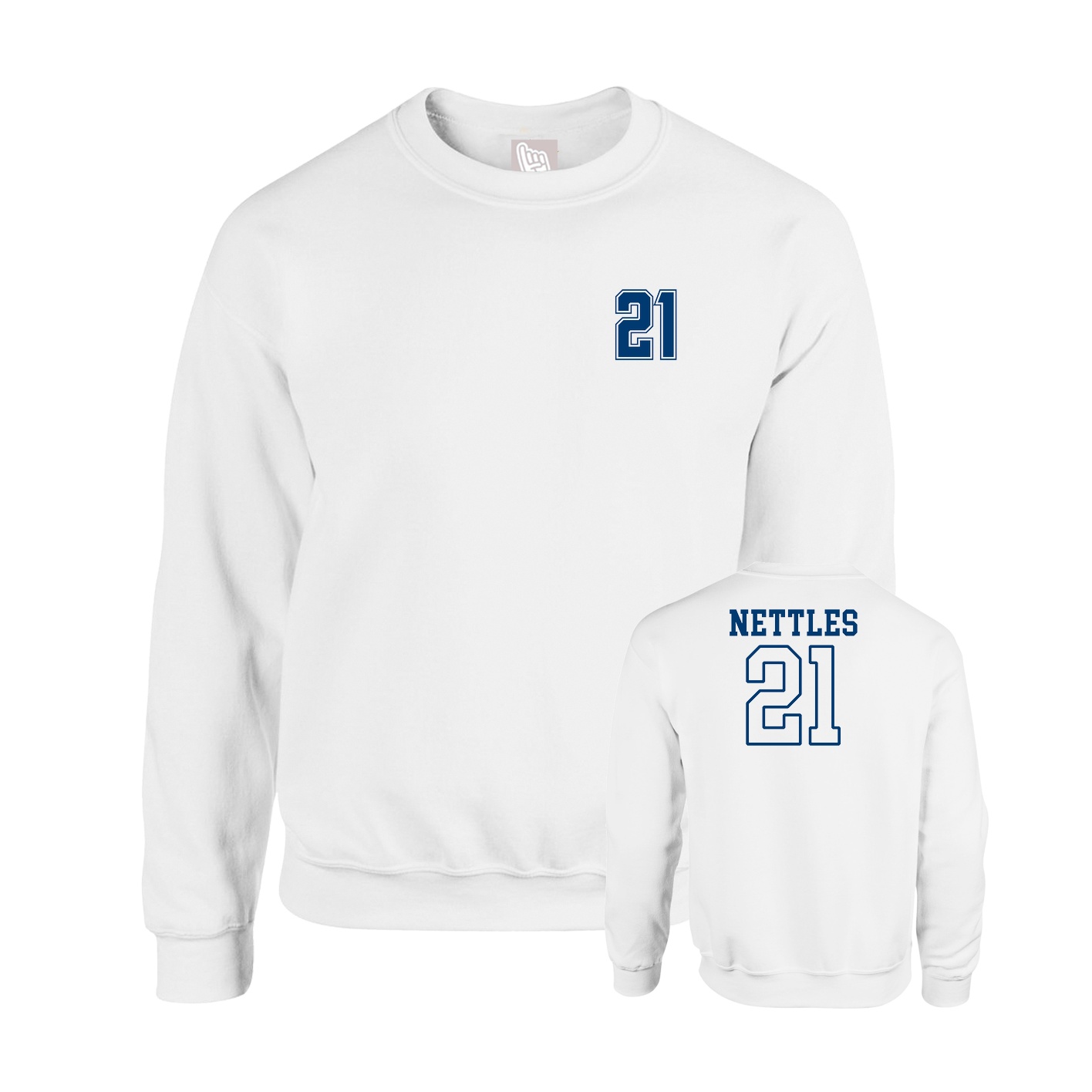 Fleece Crew — Chest Back in White