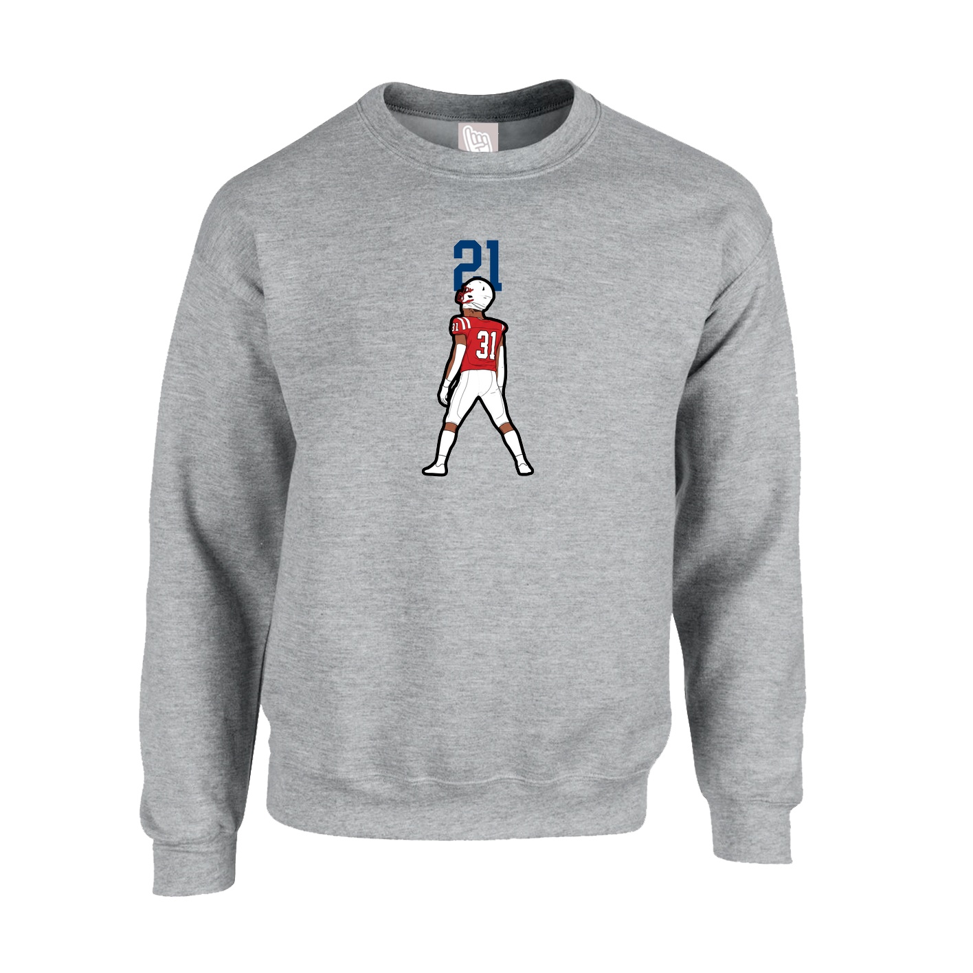Fleece Crew — Number Top in Grey
