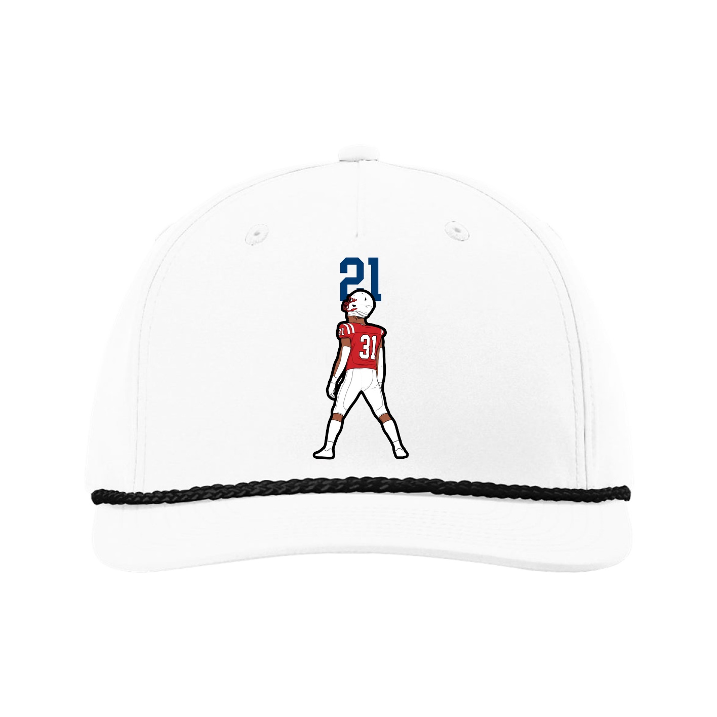 Five-Panel Classic Rope Cap — Number Top in White