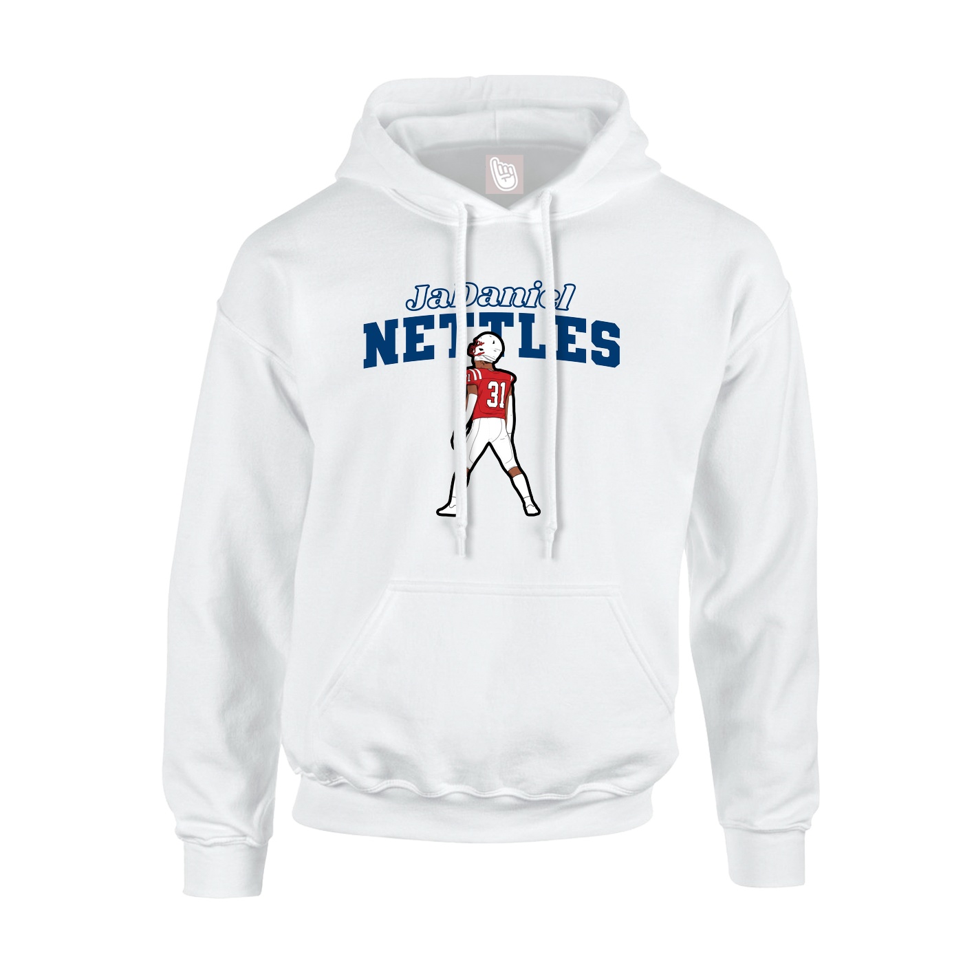 Youth Hoodie — Name Arch in White