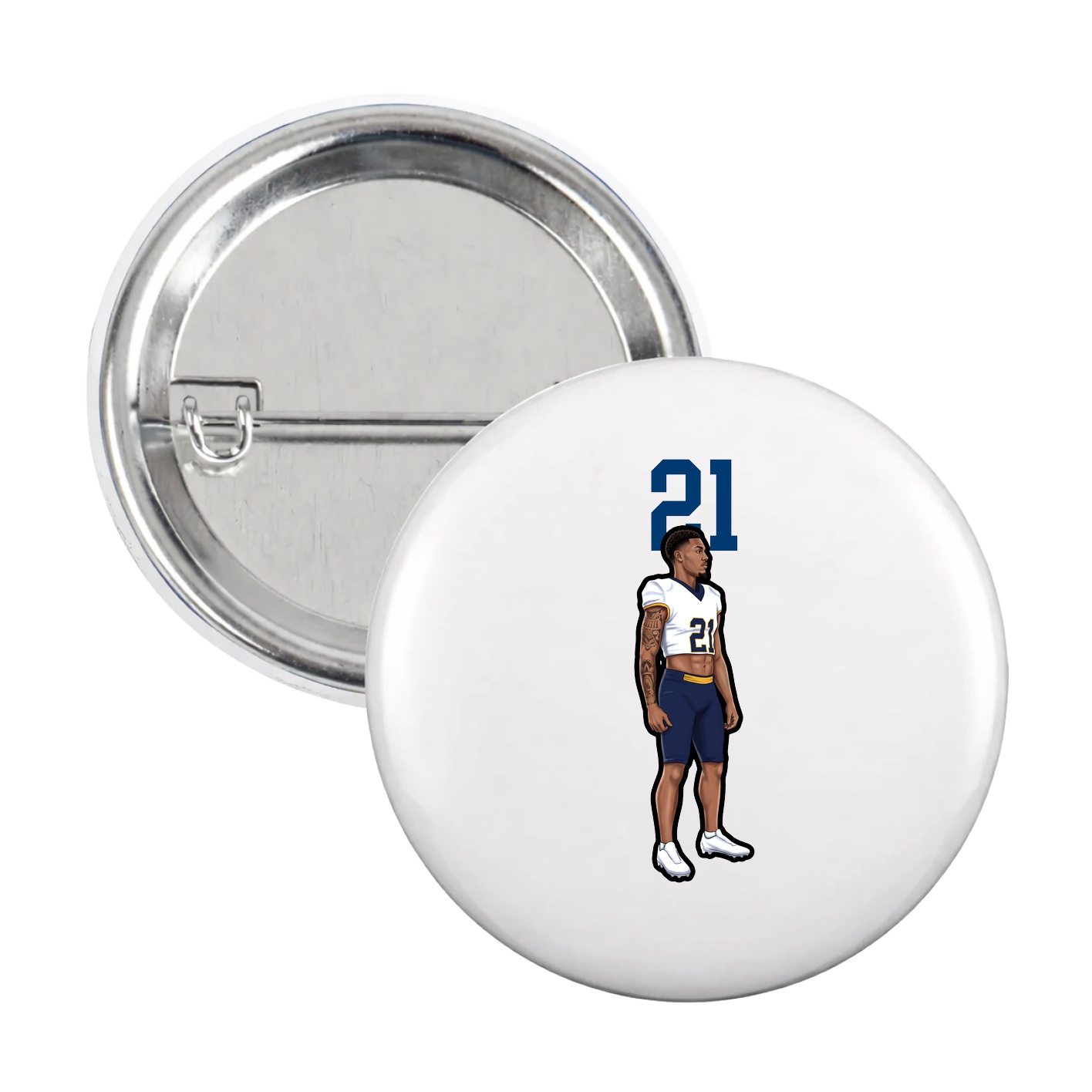 Game Day Button — Number Top in White