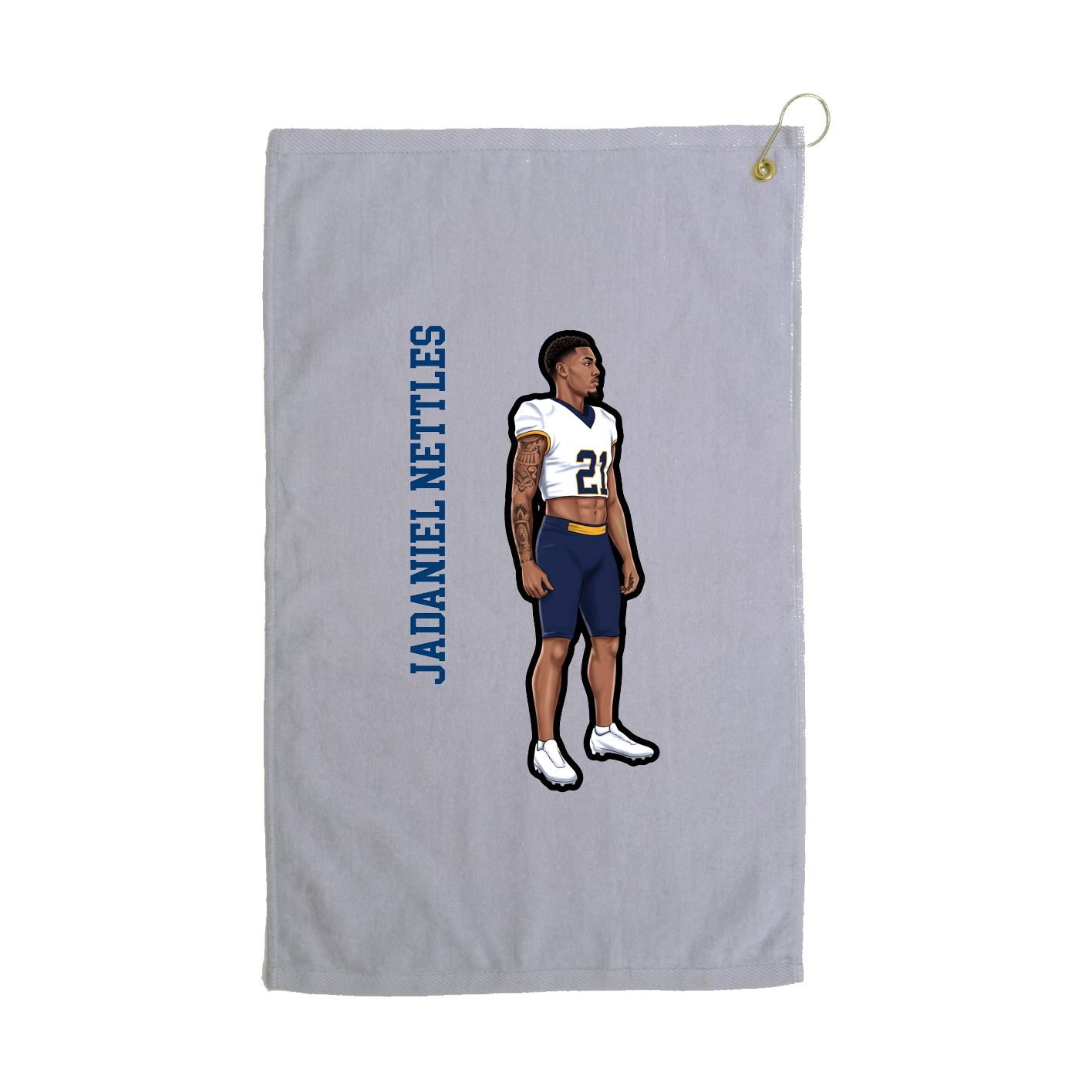 Golf Towel — Name Vertical in Grey