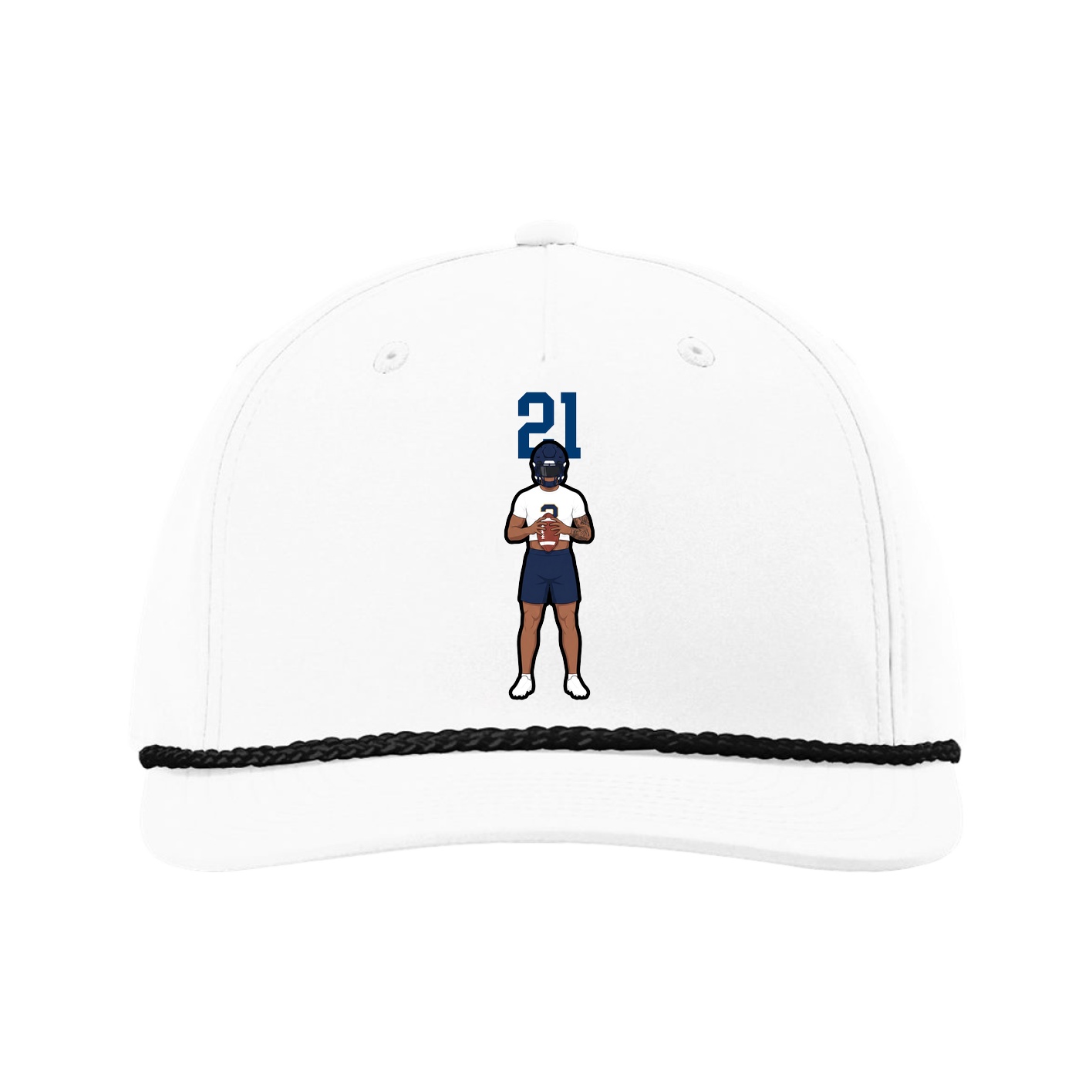 Five-Panel Classic Rope Cap — Number Top in White