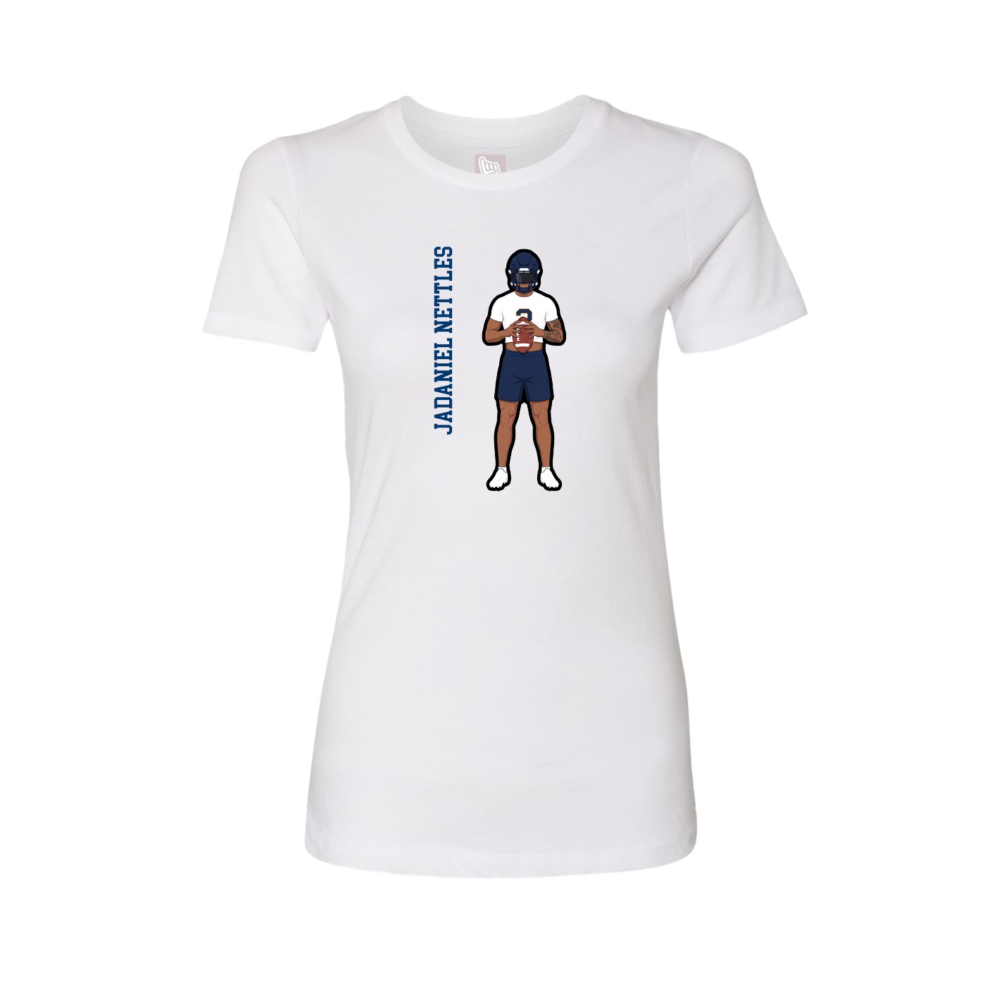 Fitted Women's Tee — Name Vertical in White