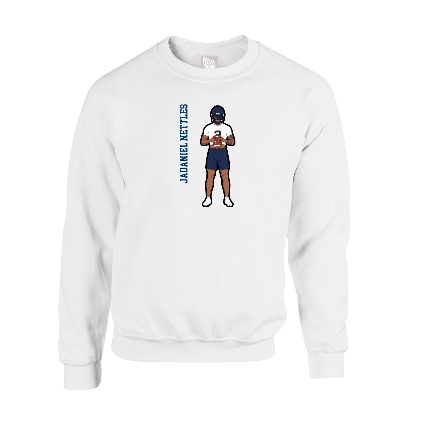 Fleece Crew — Name Vertical in White