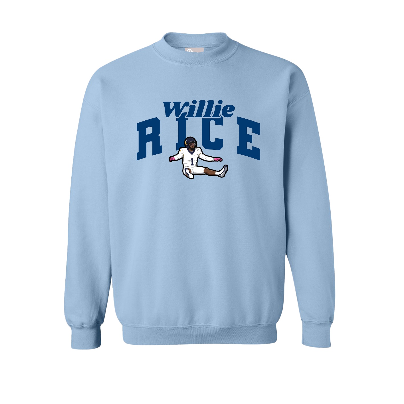 Fleece Crew — Signature Arch in Light Blue
