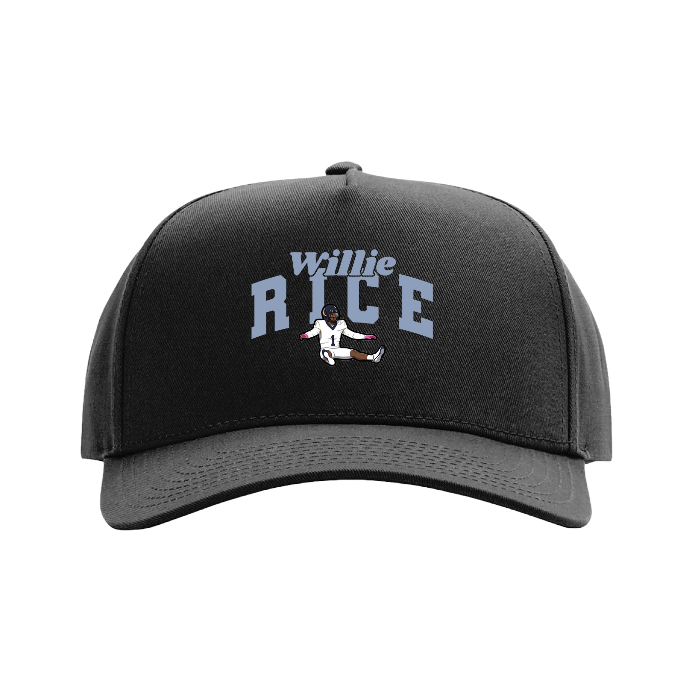 Full Fabric Five-Panel Champ Cap — Signature Arch in Black