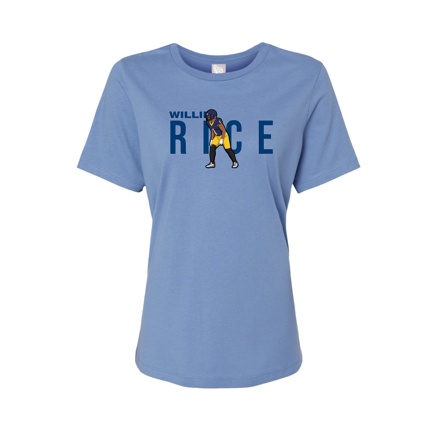 Fitted Women's Tee — Player Name in Powder Blue