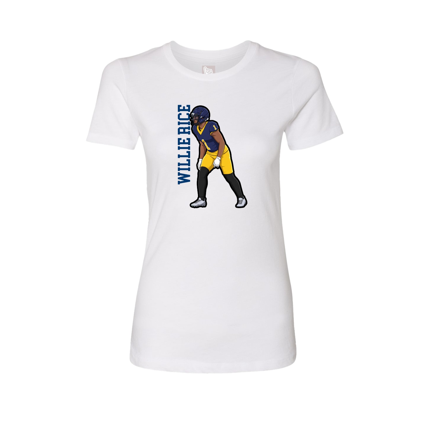 Fitted Women's Tee — Name Vertical in White