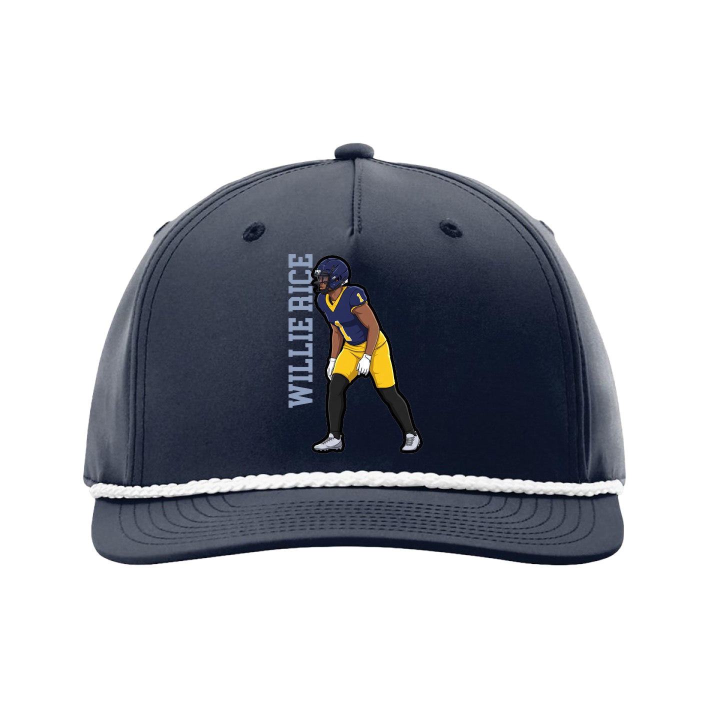 Five-Panel Classic Rope Cap — Name Vertical in Navy