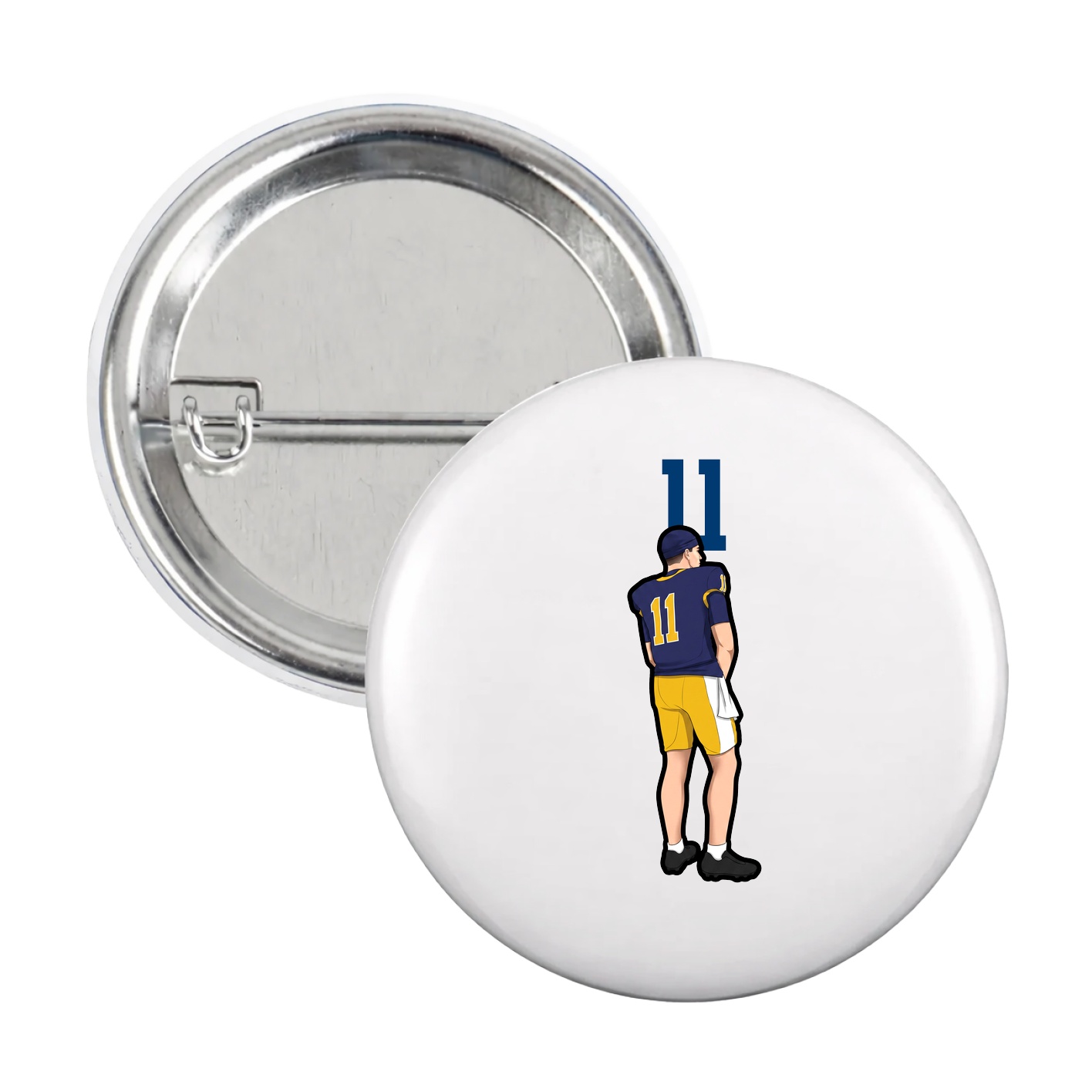 Game Day Button — Number Top in White