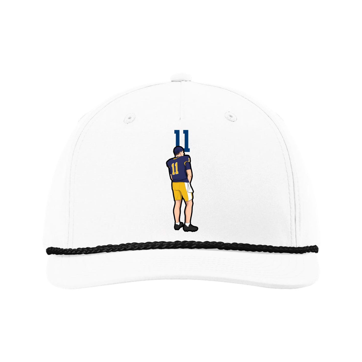 Five-Panel Classic Rope Cap — Number Top in White