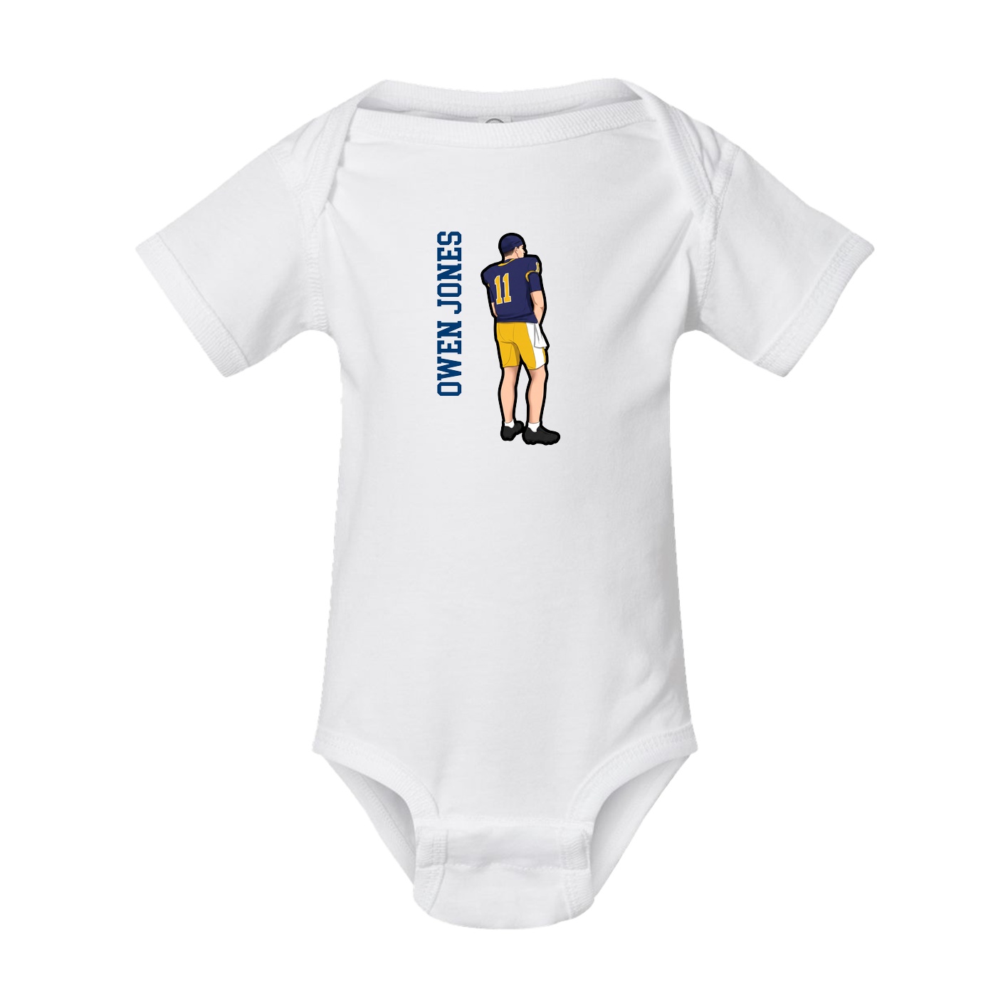 Baby Onesie — Name Vertical in White