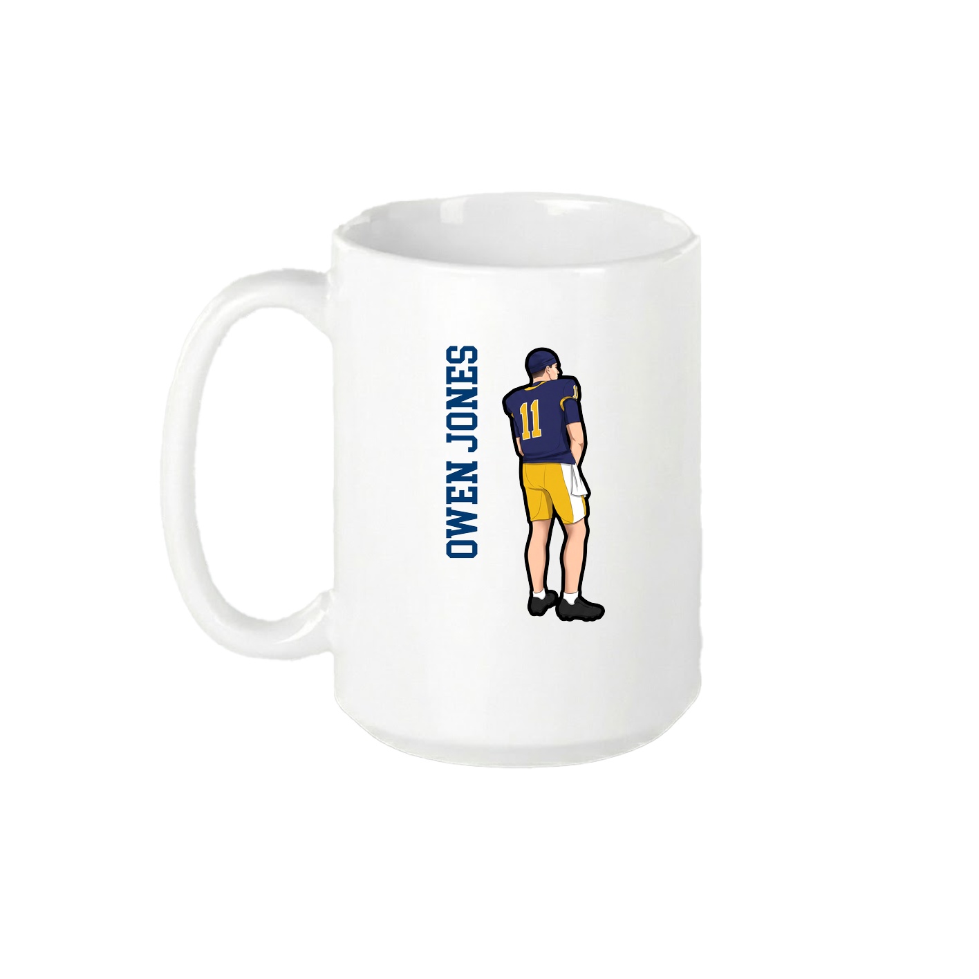 15oz Coffee Mug — Name Vertical in White