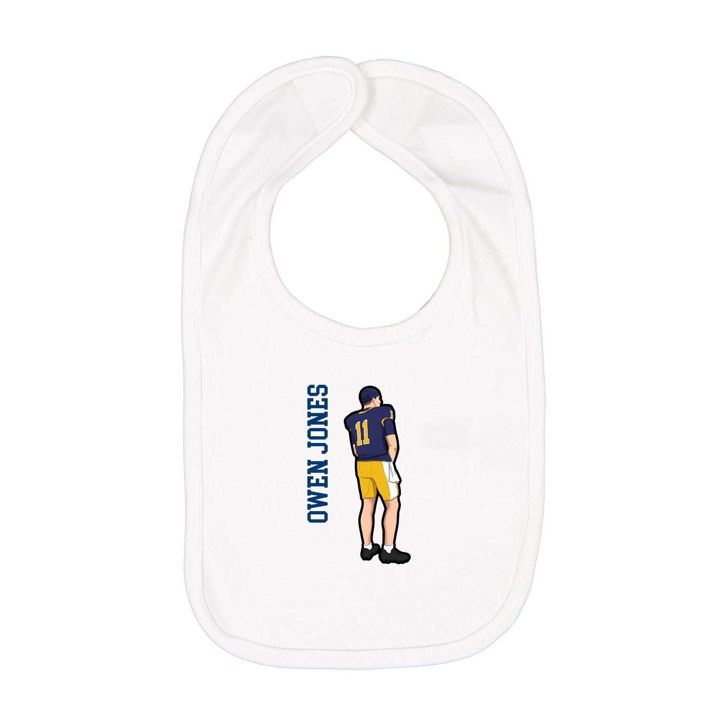 Infant Bib — Name Vertical in White