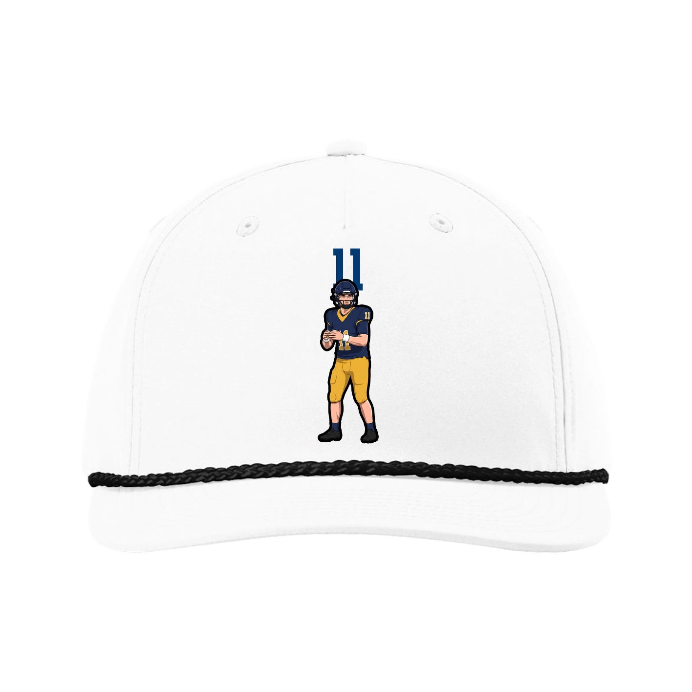 Five-Panel Classic Rope Cap — Number Top in White