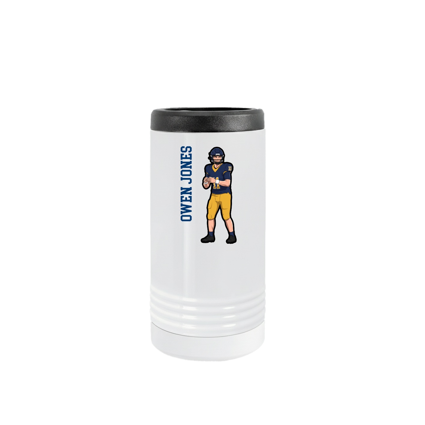 Slim Beverage Holder — Name Vertical in White