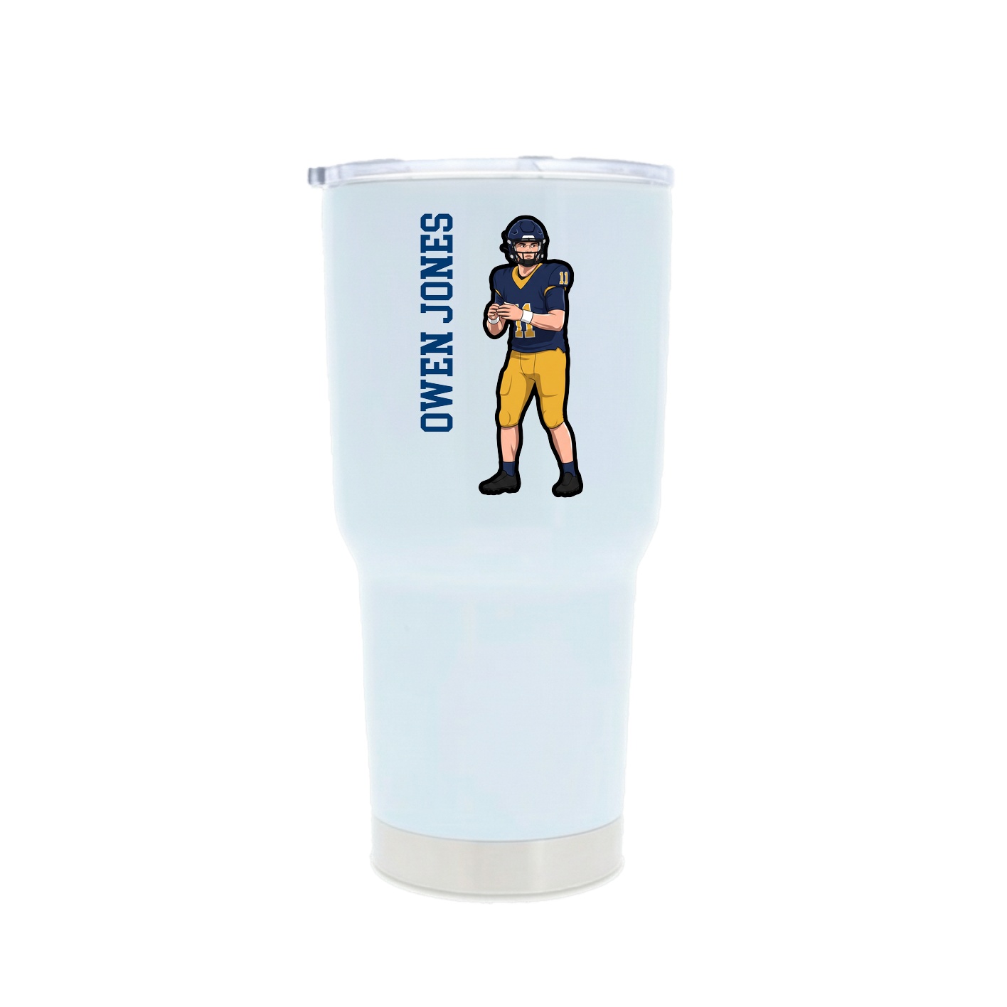 30oz Stainless Steel Tumbler — Name Vertical in White