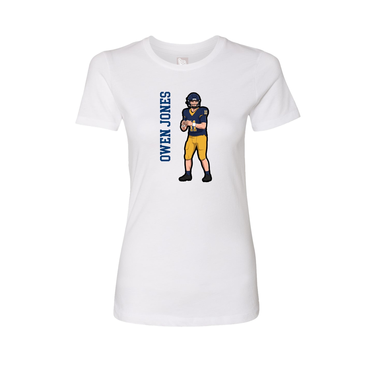 Fitted Women's Tee — Name Vertical in White